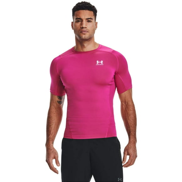Under Armour Men's Armour HeatGear Compression Short-Sleeve T-Shirt , Tropic Pink (654)/White , 3X-Large