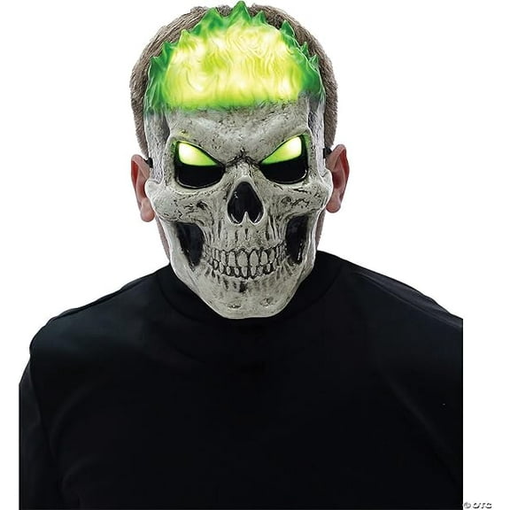 Seasonal Visions Light-Up Green Inferno Skull Mask Costume - One Size Fits Most