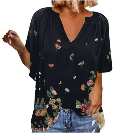 

Workout Tops for Women Going Out Tops for Women Women s One-Shoulder Solid Color Top Three-Quarter Sleeve Top Blouse T-shirt Western Shirts for Women Workout Shirts for Women Clearance Black XL