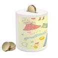 thumbnail image 2 of Heels and Dresses Piggy Bank, Shopping Themed Doodle Items Cartoon Beauty Hearts and Stars Pattern, Ceramic Coin Bank Money Box for Cash Saving, 3.6" X 3.2", Multicolor, by Ambesonne, 2 of 4