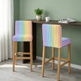 thumbnail image 1 of Thin Rainbow Striped Bar Stool Covers - Stretch Dining Chair Covers Set of 4, Farmhouse Modern Stripes Bar Chair Cover Removable Counter Stool Pub Chairs Slipcovers Protectors for Kitchen/Cafe, 1 of 7
