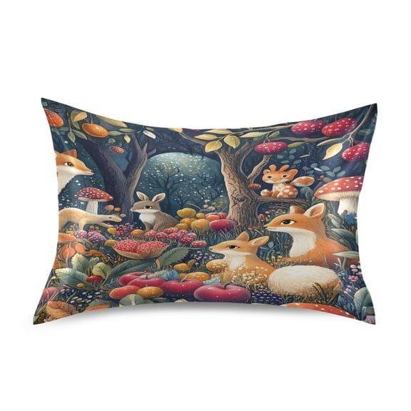 Ryvnso Satin Pillowcase Cartoon Fox Pillow Cases Standard Size 26x20in