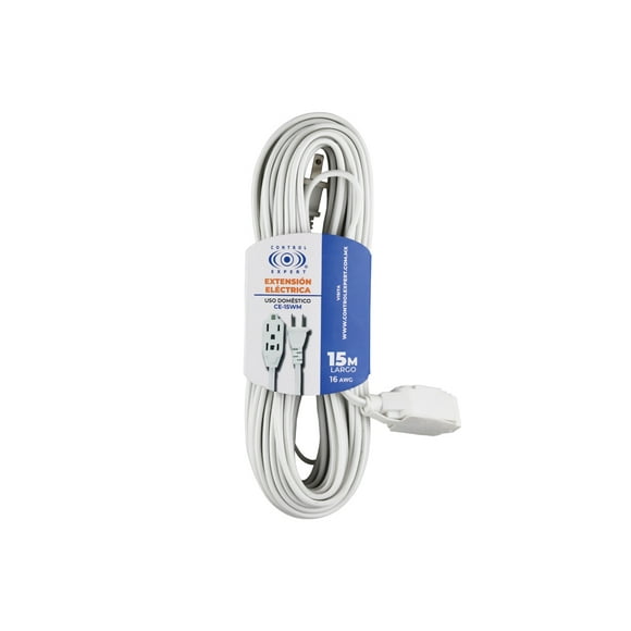 Multicontacto De 1 Tomas Control Expert Ce-15wmcolor Blanco Largo Del Cable De 15m 20a 127v