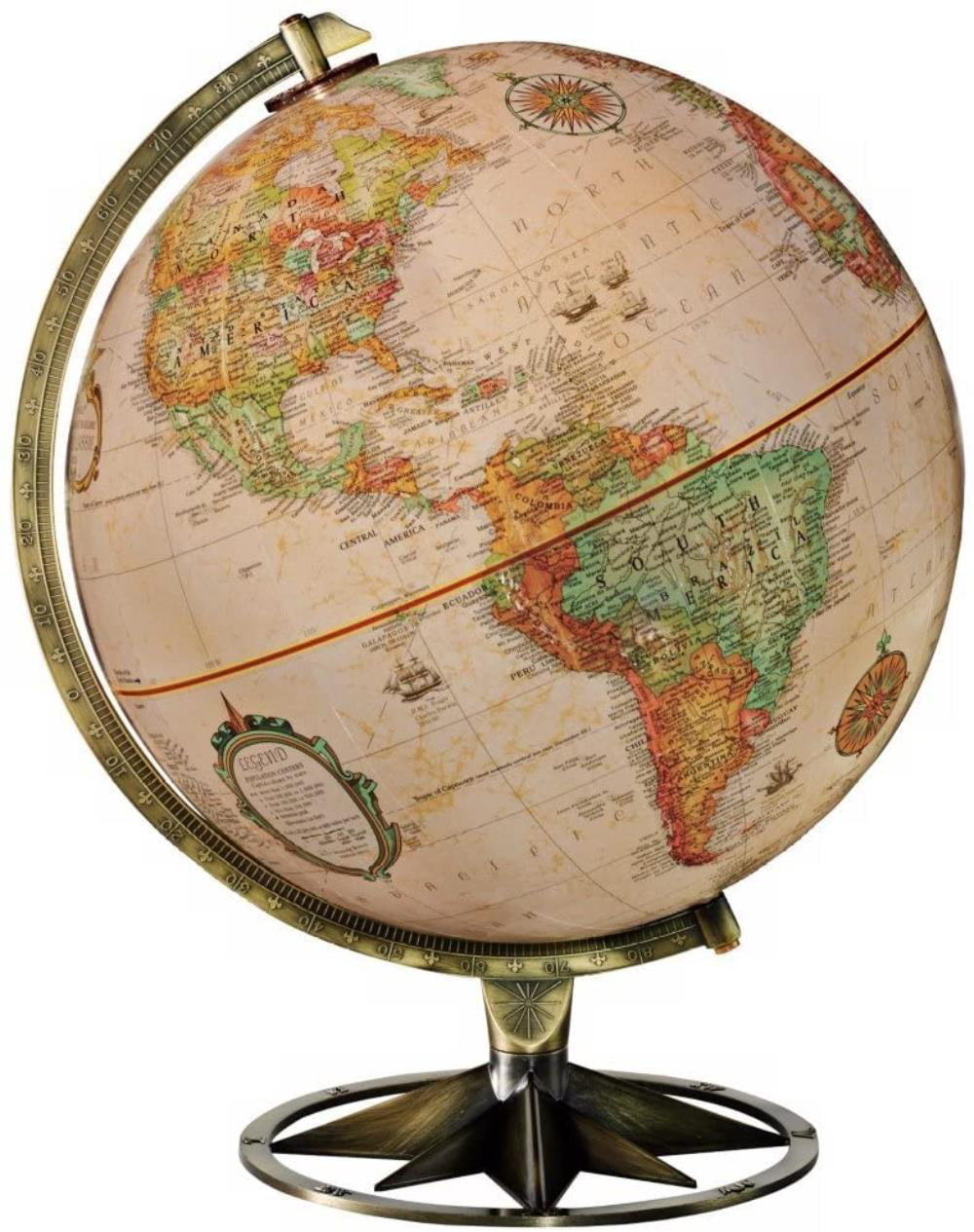 Replogle 12" Bronze Colored Globe with Cherry and Black Wood Base 