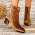 thumbnail image 5 of Womens Boots Pointed Toe Ankle Booties for Women, Velvet Block Heel Boots with Back Zipper, Casual Fall Shoes for Work, Dress, Party and Everyday Wear, 5 of 6