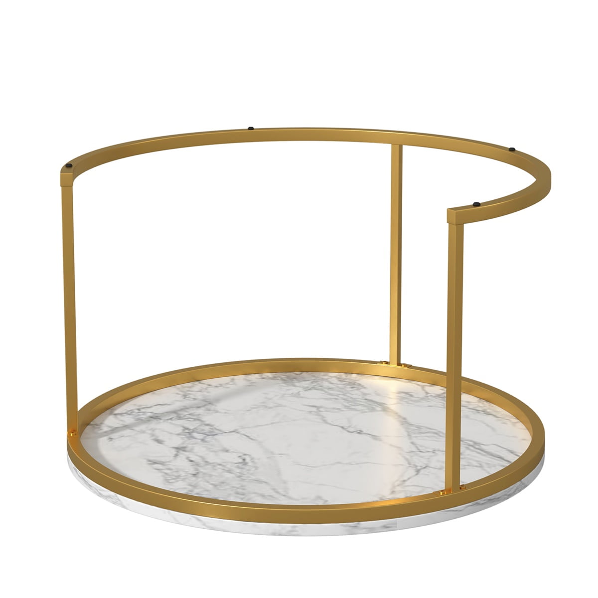 Resenkos Marble Coffee Tables, Round Nesting Side Tables with Gold Metal Frame, White&Gold, Set of 2 Resenkos Marble Coffee Tables, Round Nesting Side Tables with Gold Metal Frame, White&Gold, Set of 2