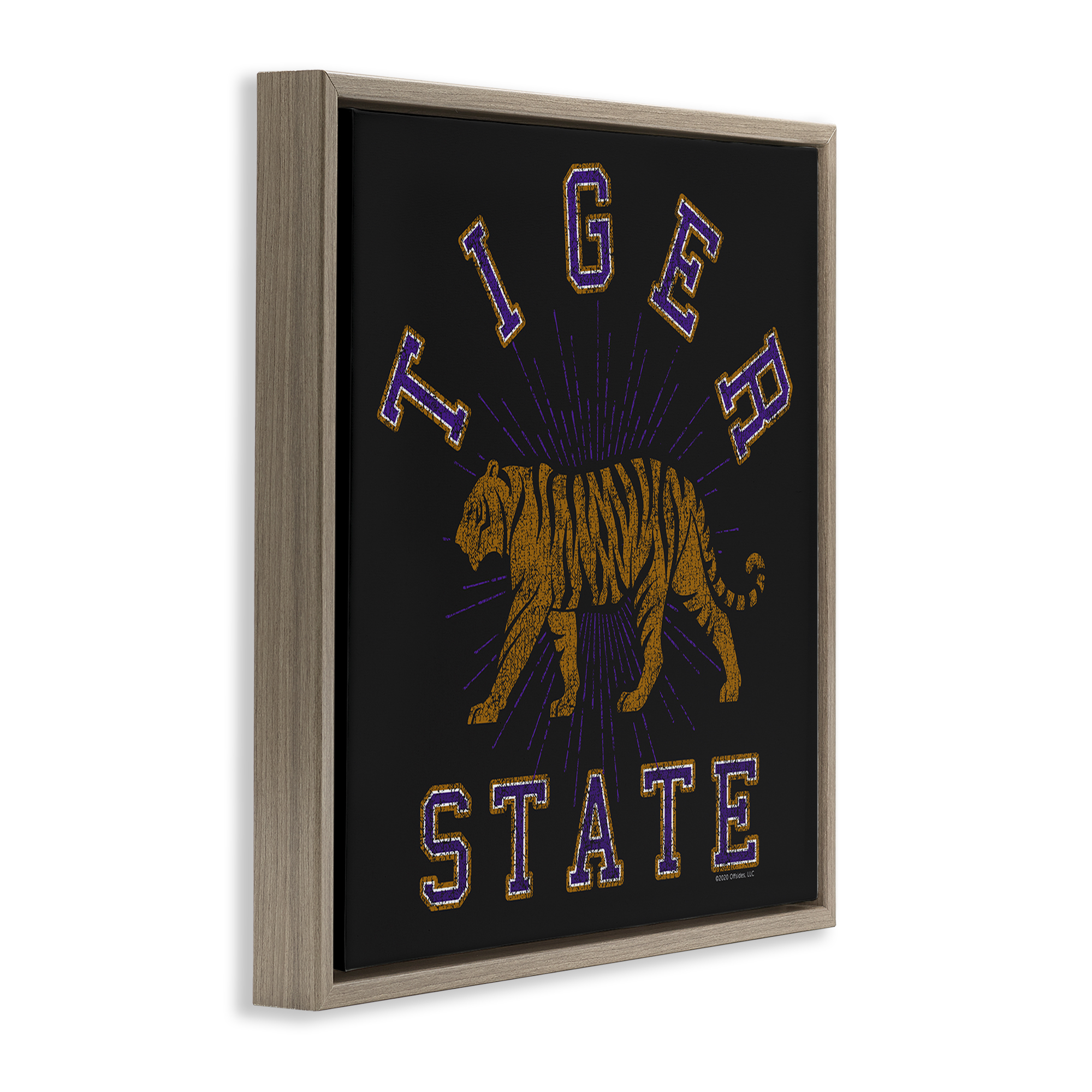 Stupell Industries Vintage Tiger State Novelty & Humor Painting Brown Floater Framed Canvas Art Print Wall Art, 25 x 25