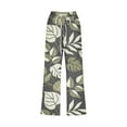 thumbnail image 4 of DeHolifer Womens Carpri Pants Elastic Waist Floral Print Drawstring Wide Leg Loose Casual Trousers with Pocket Brown XL, 4 of 5