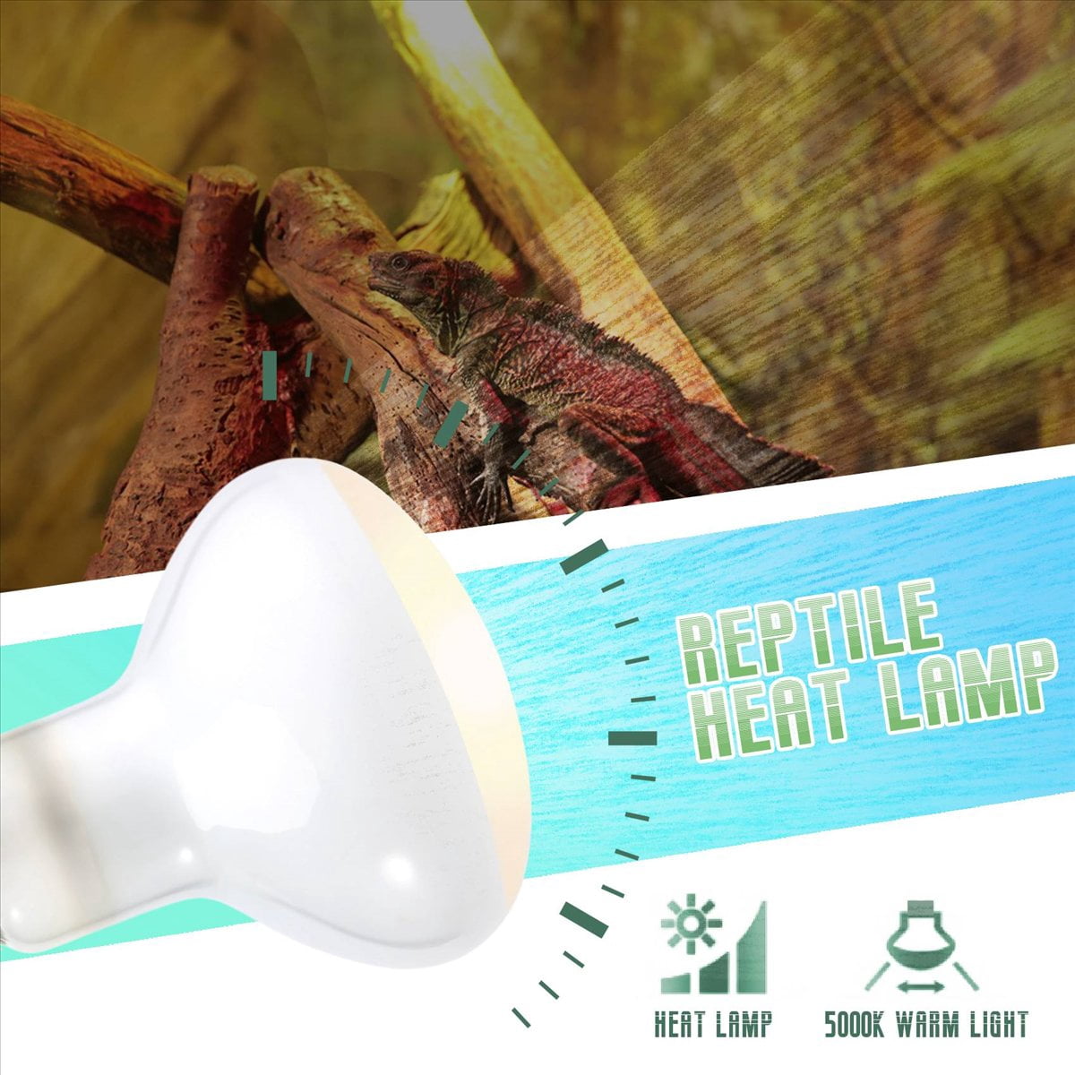 2 Pack Reptile Uvb Uva Heat Lamp Bulb For Reptiles Truly Sun-Like Bright Reptiles, Amphibian And Birds (100 W)