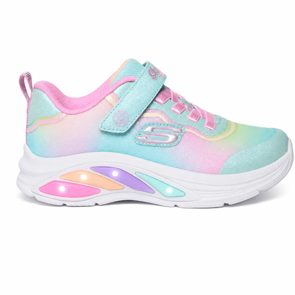 Skechers Girls Rainbow Flash-Light Up Velcro Strap Sneakers