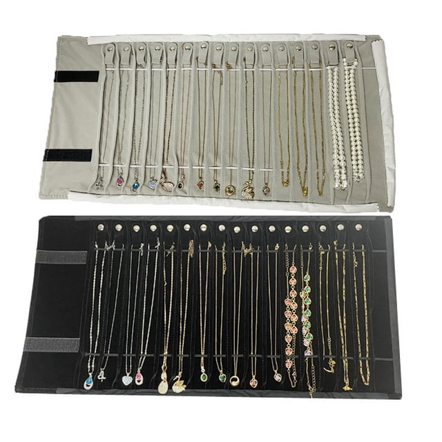 Expositor de joyas con rollo antitorsión, bolsa plegable portátil para guardar joyas, collares y pulseras