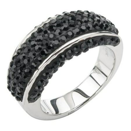 Inox Jewelry Womens Black Stainless Steel Square Face 20 Side Ring (Size 6) NEW