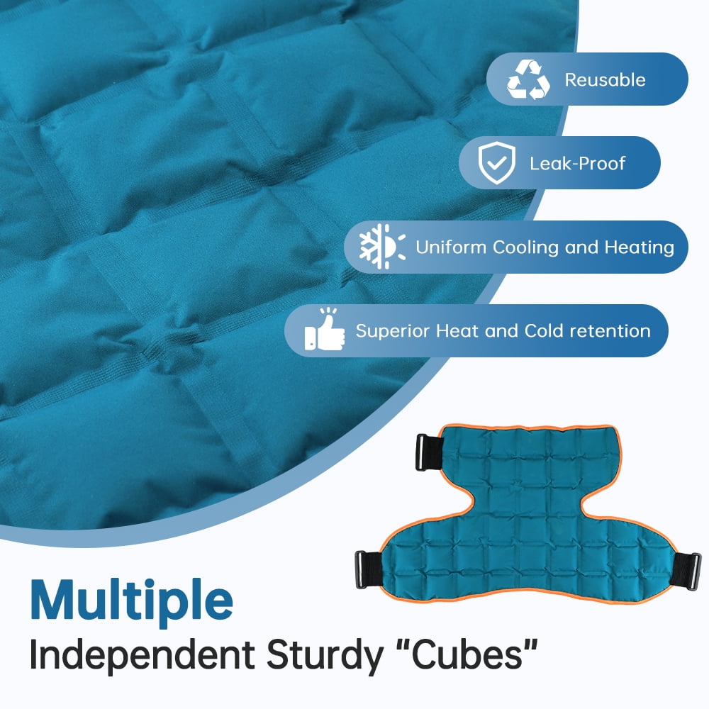 Shoulder Ice Pack Wrap, Hot & Cold Therapy Wrap, Self-Absorbing Water Hydrating Resin Pad for Shoulder, Reusable Ice Packs for Relaxing, Freeze & Microwave Safe, Blue