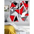 thumbnail image 3 of Red Black Color Block Sheer Curtains 63 Inches Long 2 Panels Abstract Geometric Light Filtering Semi Sheer Window Curtains Drapes for Bedroom Living Room 52"x63", 3 of 7