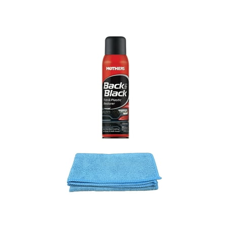 Mothers Back-to-Black Trim & Plastic Restorer (10 oz) Bundle with Microfiber Cloth (2 Items)