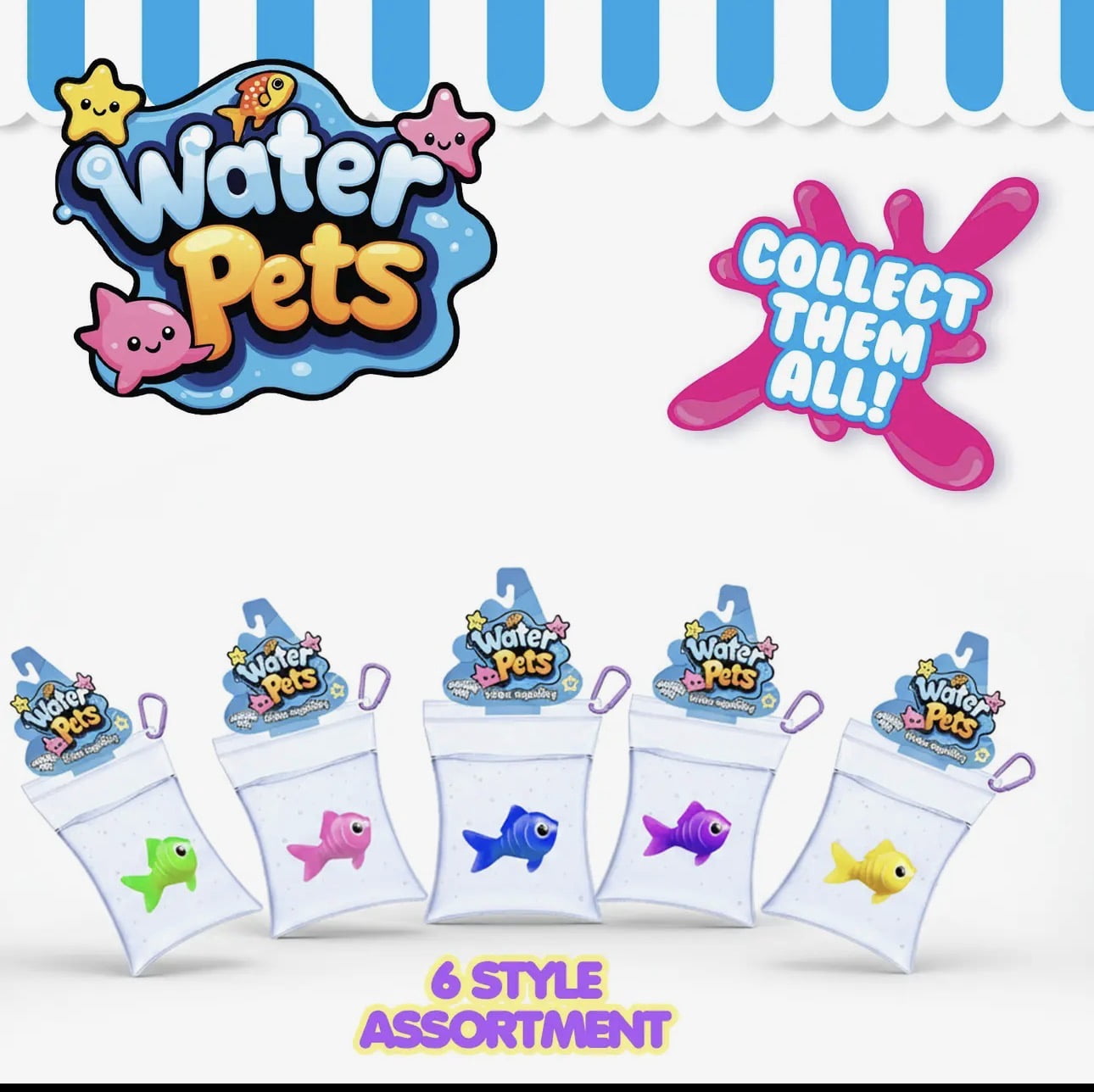 2) Water Pets Taba Squishies Pet Fish in a Bag Squeeze Stress Relief - Random color