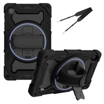 XYX 3in1 Rotating Stand Case for Samsung Galaxy Tab A7 Lite 8.7 inch SM-T220 with Hand/Shoulder Strap, Shockproof Rugged, Black