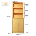 thumbnail image 7 of DIYART 75" Tall Bookcase with Doors, 5 Tier Large Bookshelf with Cabinet, Standing Wood Display Book Shelf for Living Room, Office, Library, Oak, 7 of 7