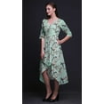 thumbnail image 4 of Bimba Coton Vert Fleur & Paradis Whydah Oiseau Imprimé Robe Droite Asymétrique pour Femmes avec Poches Décontractée Mi-Longue-Petit, 4 of 4