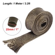 Vehicle Fiberglass Heat Wire Shield Sleeve Heat High Temp Shield Adjustable Heat Shield 3.2ft 25mm 1 Titanium Tone