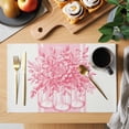 thumbnail image 2 of Eucalyptus Pink Placemats Set of 6, Vintage Bottle Succulents Flower Stripes Placemats for Dining Table, Place Mats for Kitchen Tabletop, Waterproof Wipeable Dining Table Mats Set, 2 of 9