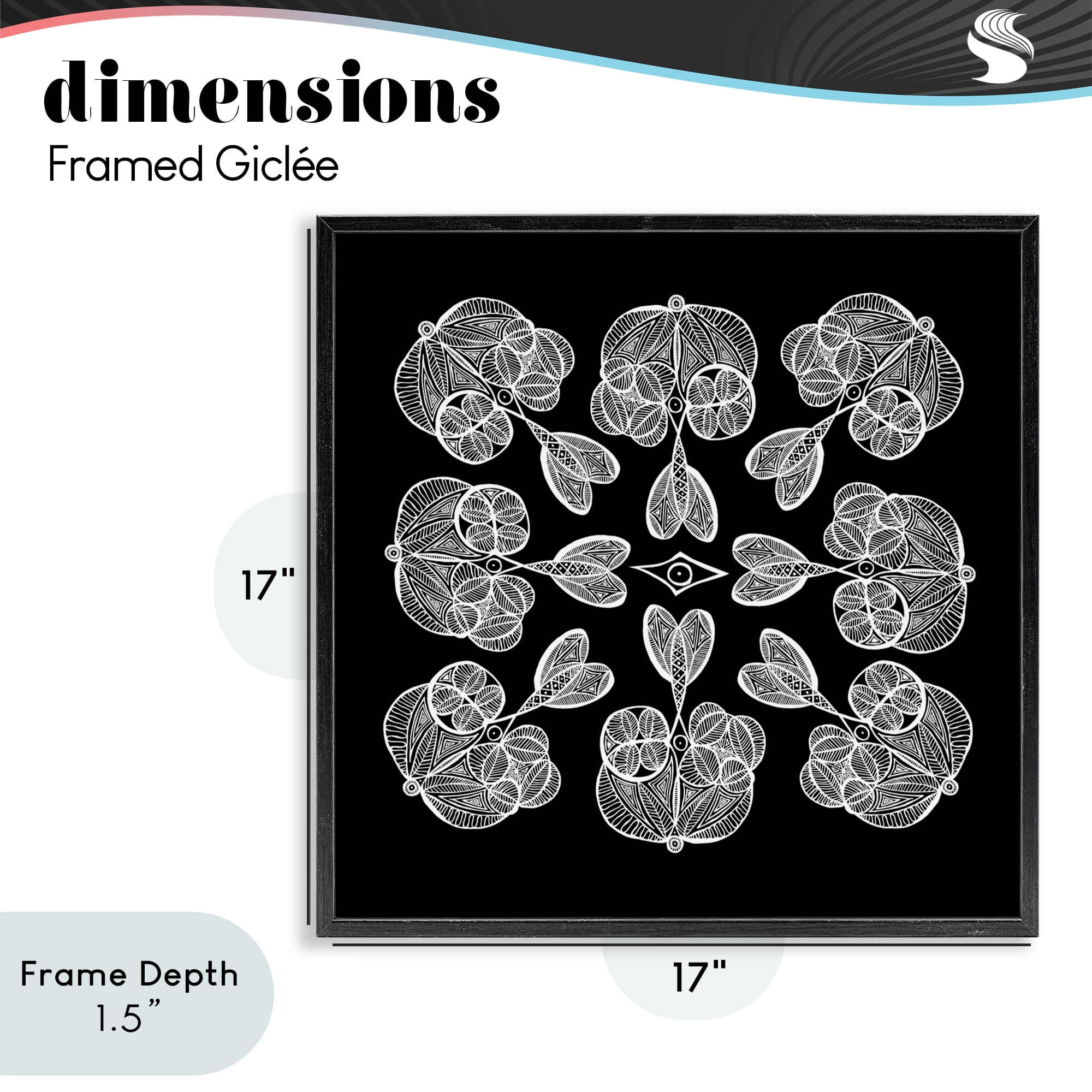 Stupell Industries Rounded Symmetry Elementals Black Framed Giclee Art, design by El Perkin