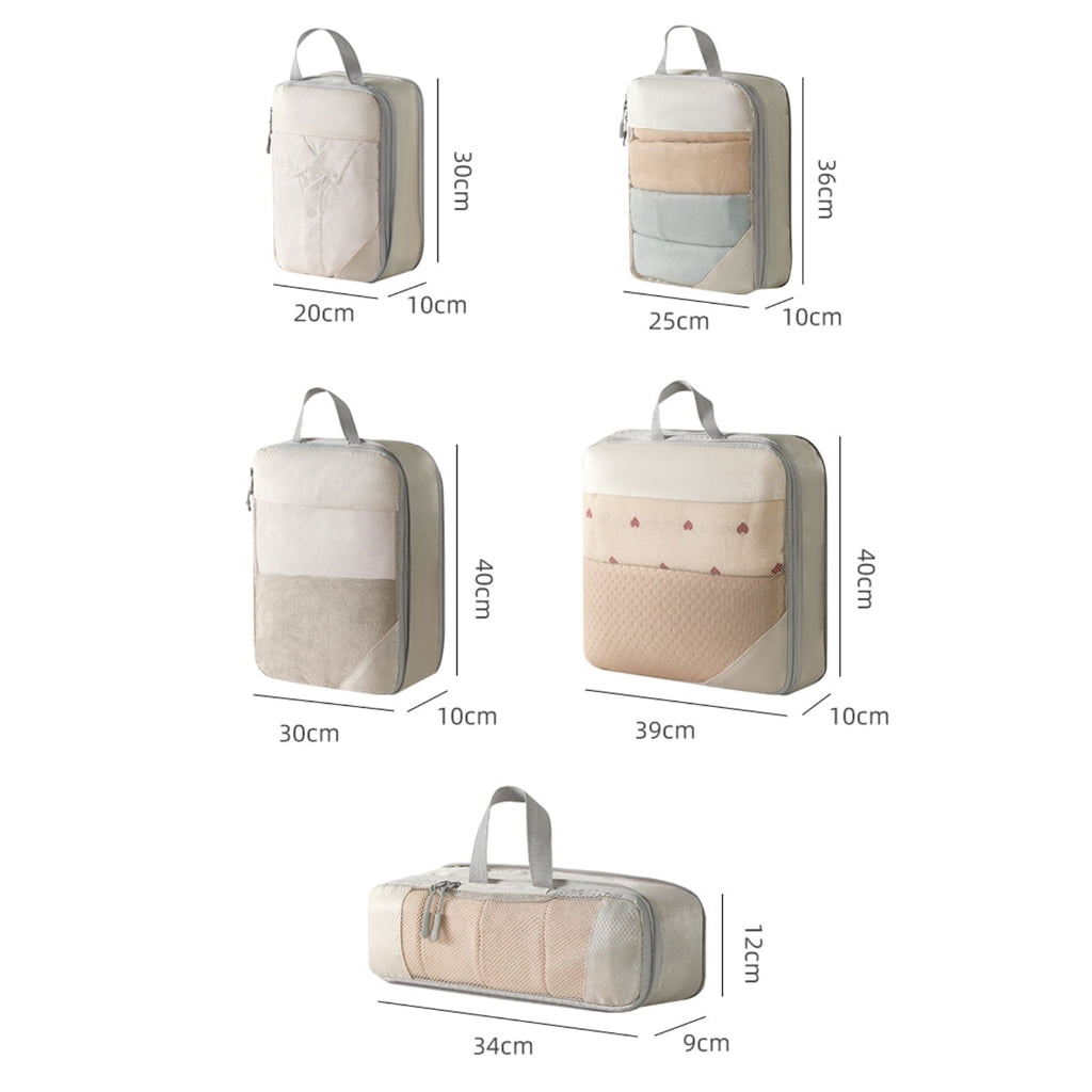 Oasiva 5pc/set Lightweight Packing Cubes for Efficient Suitcase Organization Expandable