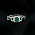 thumbnail image 3 of Rosec Jewels Emerald Vintage Inspired Engagement Ring for Women - Natural Emerald Diamond Ring (AAA Quality) - With Jewelry Box, 10K White Gold, US 12.50, 3 of 7