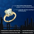 thumbnail image 2 of Gem Stone King 18K Yellow Gold Plated Silver Green Prasiolite Double Prong Ring for Women (3.75 Cttw, Cushion Checkerboard 10MM, Gemstone Birthstone, Available in Size 5, 6, 7, 8, 9), 2 of 6