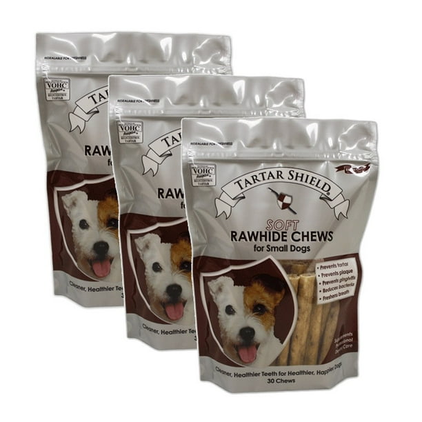 Tartar Shield Soft Rawhide Chews for Small Dogs 30 Count 3 Pack