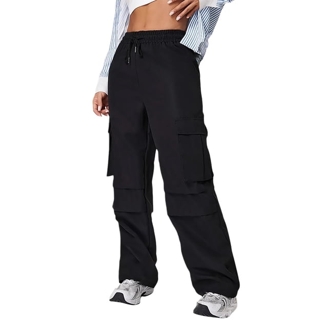 Pantalones cargo versátiles de mujer con pierna recta: múltiples bolsillos, poliéster, comodidad para el día a día, durabilidad para todas las estaciones
