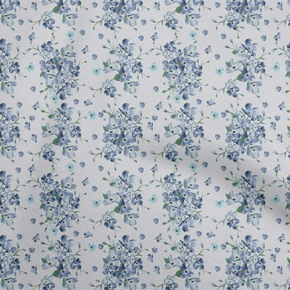oneOone Cotton Poplin Light Gray Fabric Watercolor Floral Dress Material Fabric Print Fabric By The Yard 42 Inch Wide
