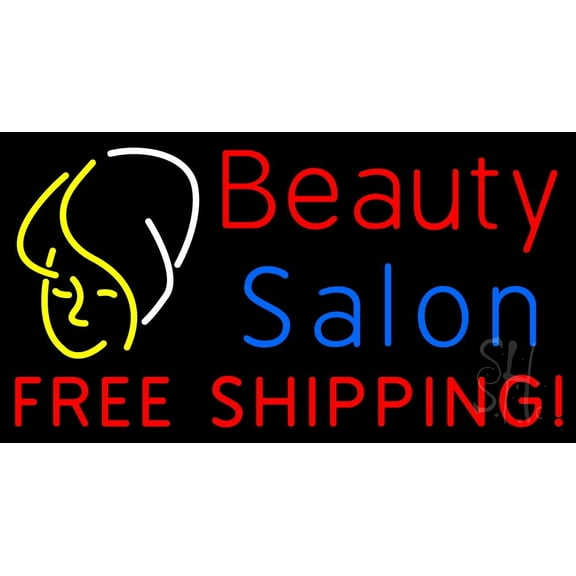 Beauty Salon Free Shipping Logo LED Neon Sign 20 x 37 - inches, Black Square Cut Acrylic Backing, with Dimmer - Bright and Premium built indoor LED Neon Sign for Defence Force.
