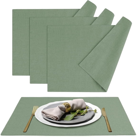 ANHXN Fabric Placemats - Washable Thick Faux Linen Table Place Mats Wrinkle Free Dining Kitchen Easter Decor - Oeko Tex Placemat