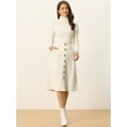 thumbnail image 3 of DARING DIVA Women's A-Line Button Front Belted Midi Skirts M Cream, 3 of 6