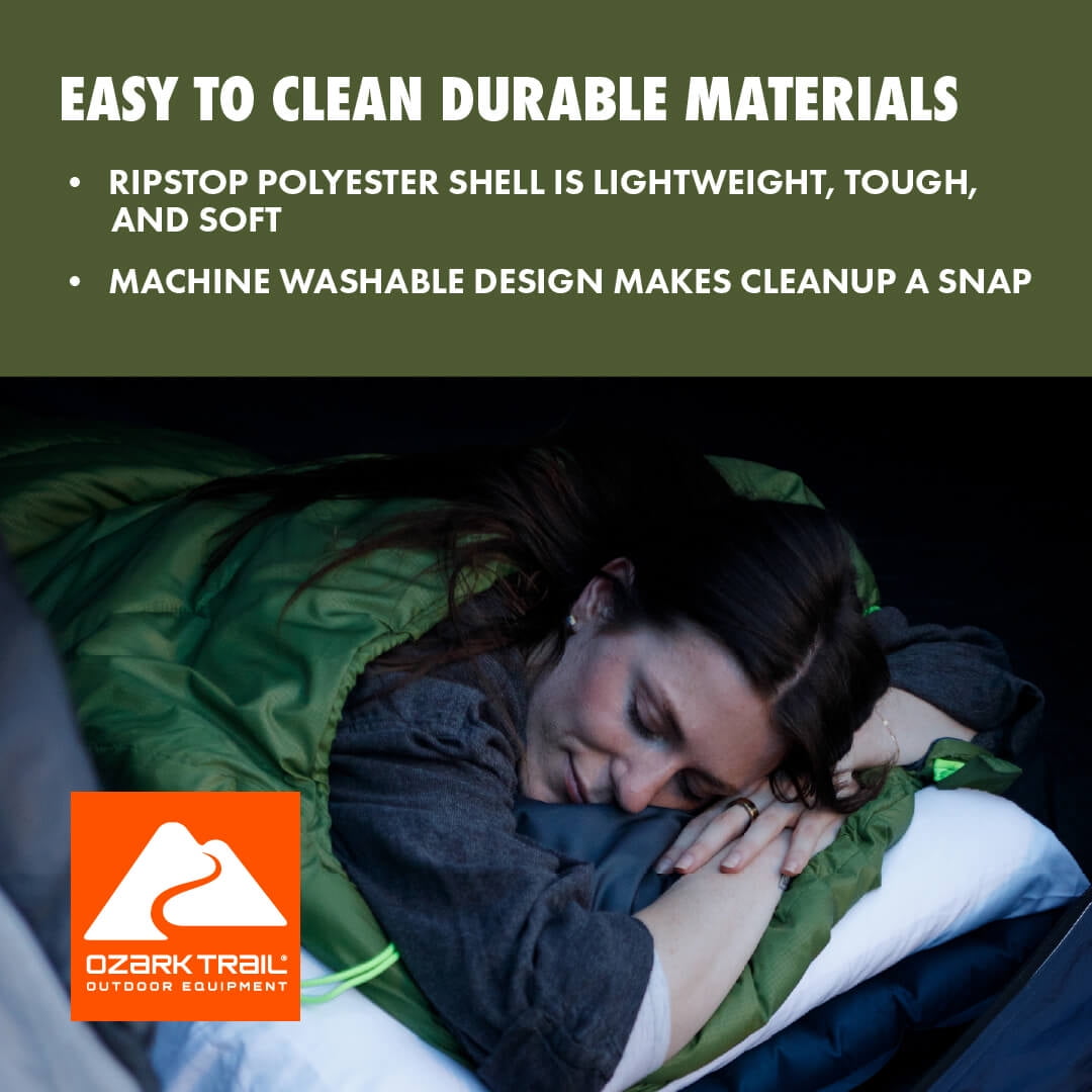 (2 pack) Ozark Trail 50F Compact Mummy Adult Sleeping Bag - Green (88.6'' x 31.5'')