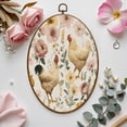 thumbnail image 7 of Animal Canvas Wall Art Watercolor Floral Chickens Soft Pink Yellow Flowers Oval Framed Canvas Prints Vintage Wall Hanging Decor for Home Decorations 8.6"x11.4", 7 of 7