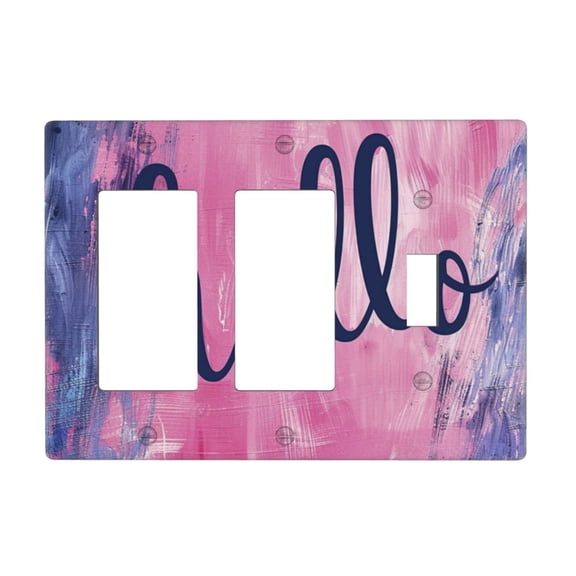 Watercolor Welcome Switch Cover Decorative Wall Plate 3-Gang 2-Decor 1-Toggle Standard Size