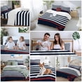 thumbnail image 5 of Vintage Anchor Texture Bedding Duvet Cover Set Full Size 4 Pieces Blue Stripes Geometric Classic Bedding Set with Zipper Closure, 1 Comforter Cover 86x86 Inches 1 Flat Sheet & 2 Pillow Cases, 5 of 7