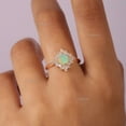 thumbnail image 4 of Opal and Diamond Halo Handmade Jewelry, Thin Delicate Unique Stacking Diamond Band Jewelry, Minimalast Gemstone Ring, Engagement Ring, Party Wear Jewelry., 4 of 5