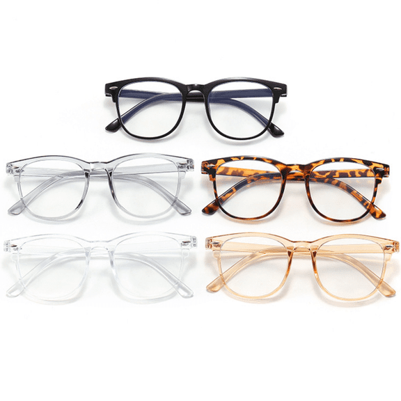 5 Pairs Unisex Square Computer Glasses, Trendy Blue Light Blocking Glasses Frames for Men Women Gaming Office Reading