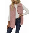 thumbnail image 3 of Gilets en Velours Côtelé pour Femmes, Gilet Sans Manches à Boutons, Veste Décontractée, Rose Racine de Lotus m, 3 of 9