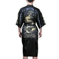 thumbnail image 6 of Men Satin Chinese Dragon Kimono Silk Bathrobe Pajamas Sleepwear Gown Bath Robe, 6 of 11