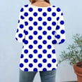 thumbnail image 4 of T-Shirts Grande Taille pour Femmes à Manches 3/4 à Pois, Col Ras du Cou, T-Shirts Graphiques de Base, Hauts d'Été Décontractés (2TG, Bleu), 4 of 6