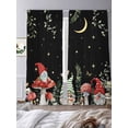 thumbnail image 3 of Mushrooms Gnomes Sheer Curtains for Living Room Bedroom, Black Night Sky Moon Stars Plants Leaves Light Filtering Sheer Curtains, Rod Pocket Voile Window Drapes, 2 Panels Set 52"x 108", 3 of 7