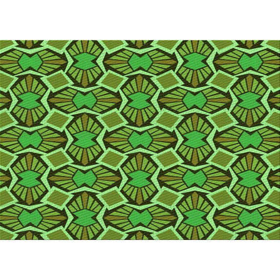 Ahgly Company Machine Washable Indoor Rectangle Transitional Green Area Rugs, 8' x 10'