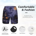 thumbnail image 2 of Kdxio Mystery House Halloween Night Print Men's Swim Trunks with Compression Liner 7 Inch Inseam Quick Dry Swim Shorts, 2 of 5