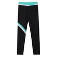 thumbnail image 5 of Xnihocha Kids Girls Ice Skating Training Pants Color Block Skinny Gymnastic Yoga Workout Legging Blue Green 14, 5 of 6