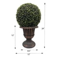 thumbnail image 2 of 24" Boxwood Topiary Ball in Urn Container, Artificial Faux Plant Greenery Arrangement for Indoor and Outdoor, Bronze Pot, 2 of 6