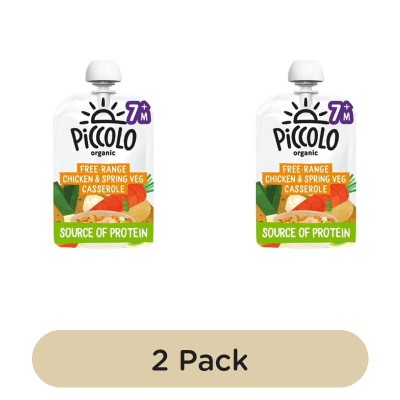 Piccolo Spring Vegetable & Chicken Casserole Organic Pouch 7mths+ 130g, British Import (Pack of 2)